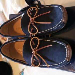 Polo Ralph Lauren Drivers in Navy suede and Brown leather Mens sz 9.5